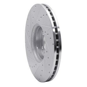 Volvo XC60 Brake Rotor (1) - Front Right - R1 Concepts - Drilled & Slotted - Silver - `10-`16
